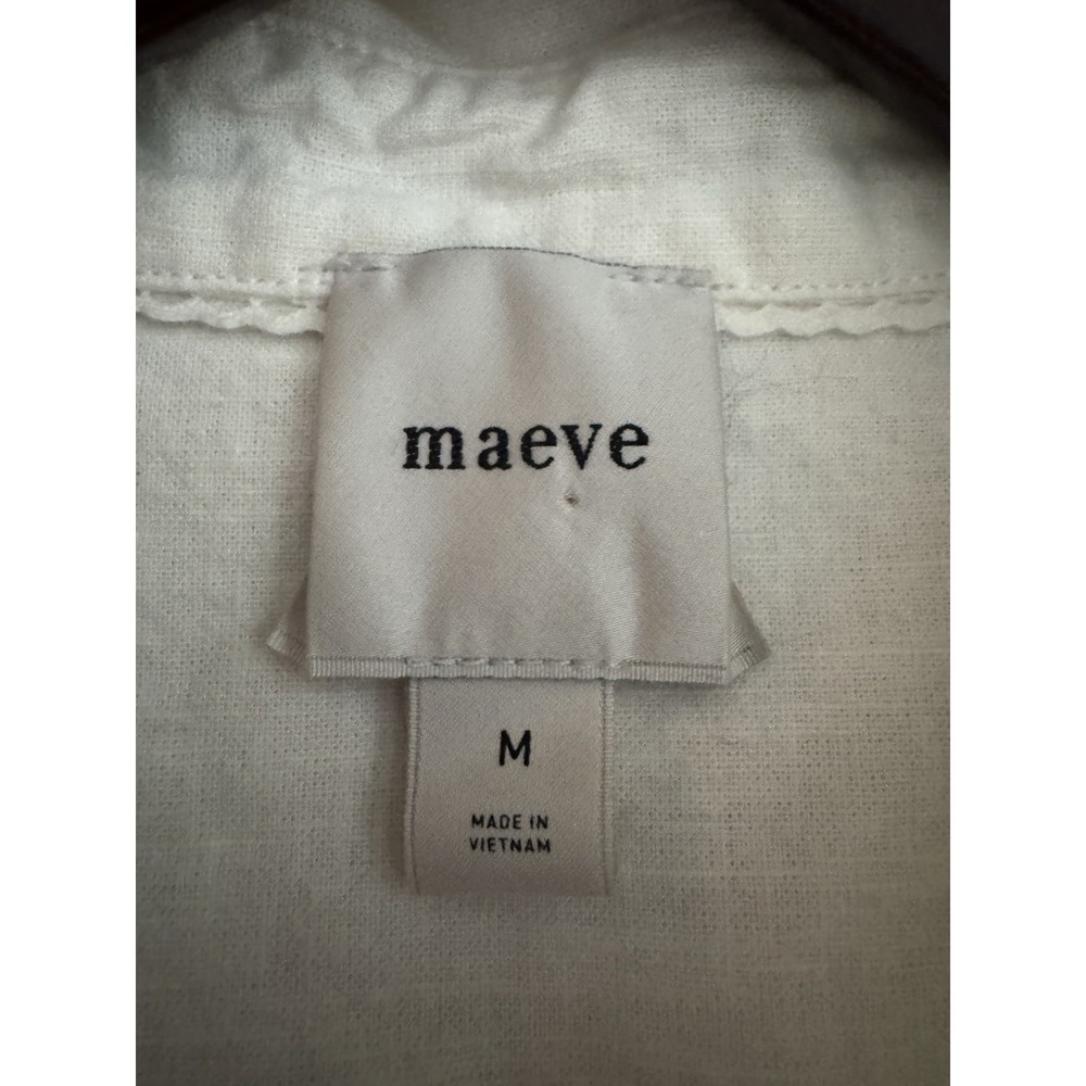 Maeve Anthropologie Contrast Stitch Linen Blend Button Shirt Size Medium - Picture 4 of 5